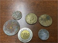 ASSORTED COINS & TOKENS