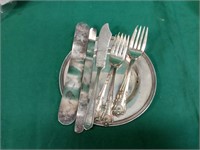 Sterling salad plate and sterling silver