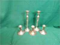 Sterling silver weighted candle sticks 5 on lot