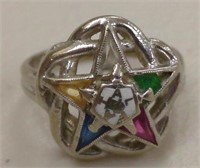 10k White Gold Masonic multicolor gemstone