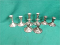 Sterling weighted candle holders 8 total approx