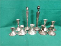 Sterling weighted candle sticks, 10 sticks,