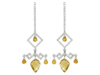 18K white gold diamond and sapphire earrings