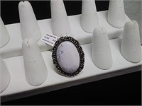 Dendrite Opal German Silver Ring Size 9