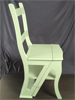 Vtg Wood Converting Library Chair/Step Ladder