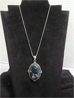 Moss Agate German Silver Necklace
