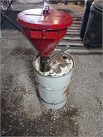 Justrite steel drum safety funnel on drum