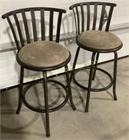 (2)Upholstered Seat Swivel Barstools