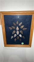 Framed arrowheads, Approximately 8 x 10 inches