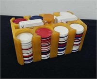 Vintage poker chip and card caddy