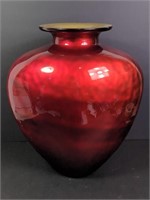 14" Metallic Red Glass Vase