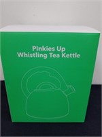 New pinkies up silver whistling tea kettle