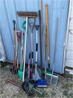 Assorted yard hand tools