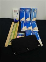 Boxes of ballpoint pens, rulers, reinforcement