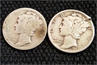 Two Silver Mercury dimes 1941, 1918