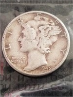 1945 Silver Mercury dime