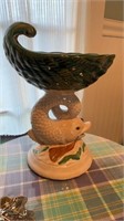 Large, Italian pottery, dolphin, compote, large