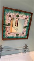 Artist made small wall mirror, with handmade