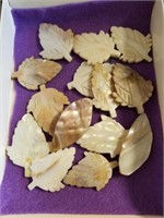 Group of mother of pearl leaf pendants