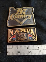 Two vintage belt buckles one is 97 Country the