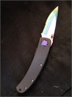 4.5 inch rainbow black ABS handle pocket knife