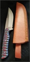 New 9.5 in multi-colored wood handle hunting knife