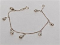 7" .925 Sterling Teardrop Charm Bracelet