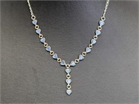 16" .925 Sterling Blue Heart Teardrop Necklace