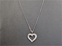 24" .925 Sterling Chain w/Diamond Heart Pendant