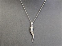 18" .925 Sterling Chain w/Italian Horn Pendant