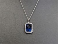 18" .925 Sterling Chain w/Blue Stone Pendant