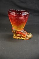 Vintage Fenton 4" Glass Boot Toothpick Holder