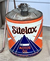 Vintage 5 Gallon Site-Lax Oil Can St. Louis