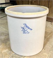 Antique 5 Gallon Bluebird Stoneware Crock
