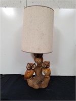 Heavy large vintage owl lamp 40 in tall