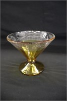 Gold Amber Etched Funnel Glass Dish