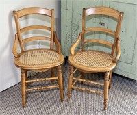Pair of Vintage Cane Seat Chairs