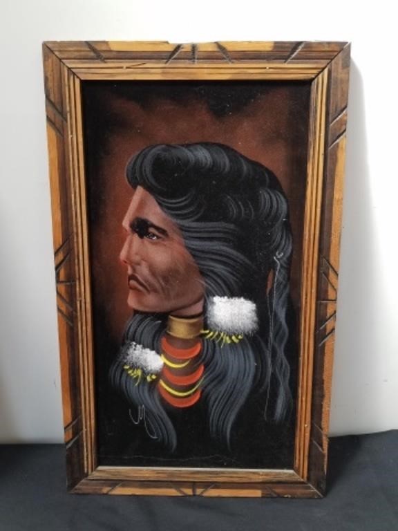 Vintage Native American painted piece of velvet