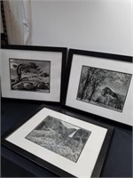 Three framed matted scenery pictures 18 x 22