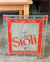 Vintage Stained Glass Stoli Vodka Bar Sign