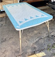 Vintage MCM Turquoise Table with Leaf See Desc