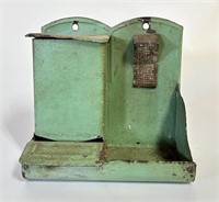 Old Green Metal Tin Match Box