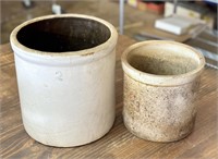 2 Old Stoneware Crocks - Check Pics, Items are