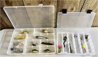 Mixed Fishing Lures Lot with Two Plano Cases