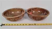 2- 9" Brown Stoneware Fruit Bowls