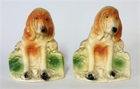 Vintage Chalkware Dog Bookends - Some Wear -