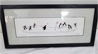 19x 9 in penguin picture signed, matted, and