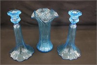 Blue Vase & Candle Holders