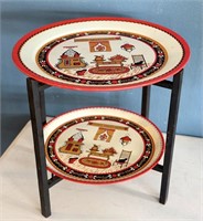 Vintage Table with 2 Trays - See Desc