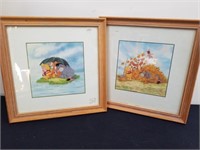 Two vintage 9.5 x 9.5 inch Winnie the Pooh